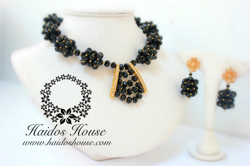 HBS 1251 - Haidos Black & Gold Barrel Bespoke Beads Set