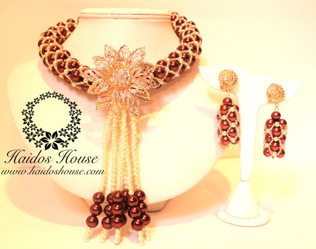 HBS 1277 - Haidos Chocolate Brown & Creme Bespoke Beads Set