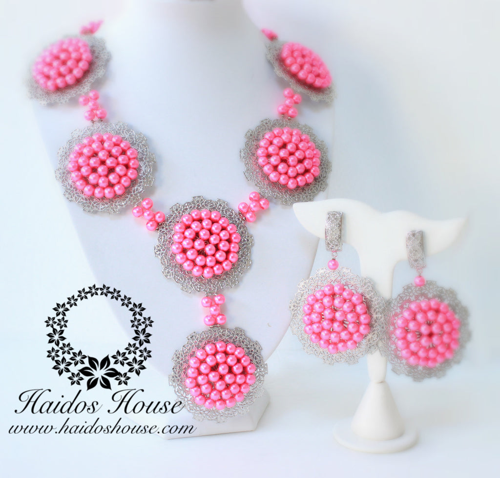 HBS 1265 - Haidos Pink & Silver Bespoke Beads Set