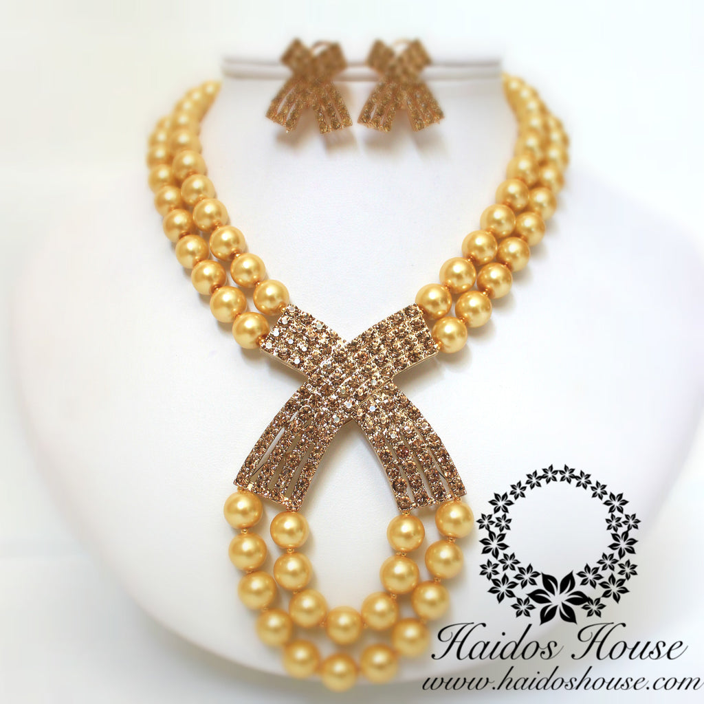 HBS 1282 - 2 Layer Gold Criss Cross Set