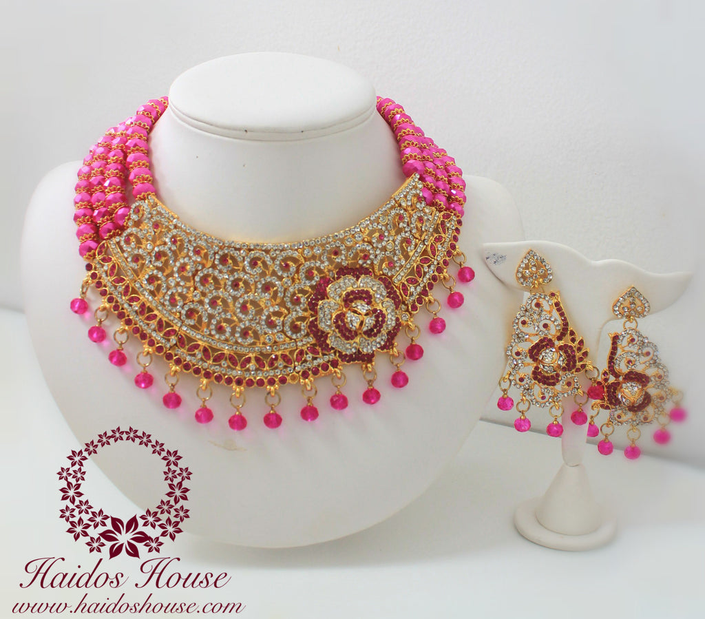 HBS 1224 - Haidos Fuchsia & Gold Bespoke Beads Set