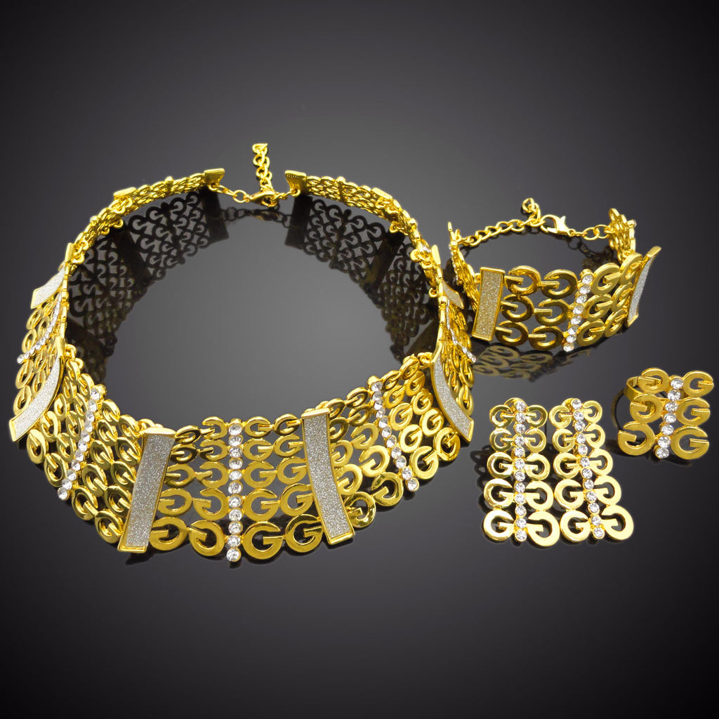 HJS127 - Gold Choker Jewelry Set