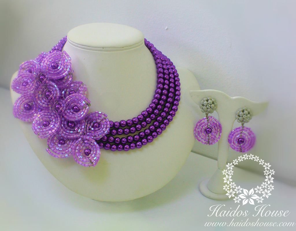 HBS 1229 - Haidos Purple Floral Bespoke Beads Set