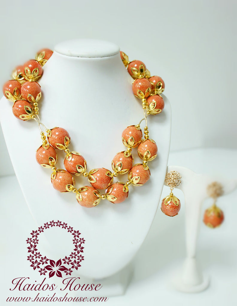 HBS 1222 - Haidos Orange & Gold Bespoke Beads Set