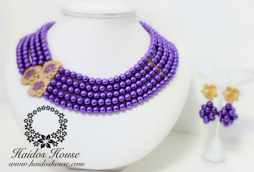 HBS 1257 - Haidos Purple & Gold Multistrand Beads Set