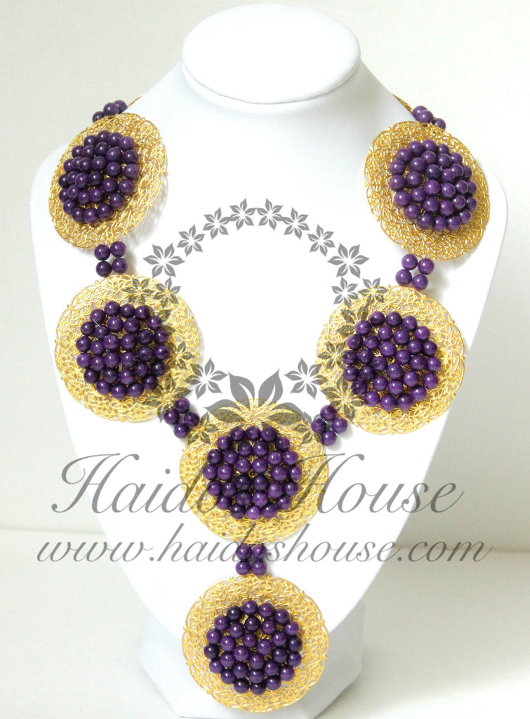 HBS 1329 - Purple & Gold Bead Set
