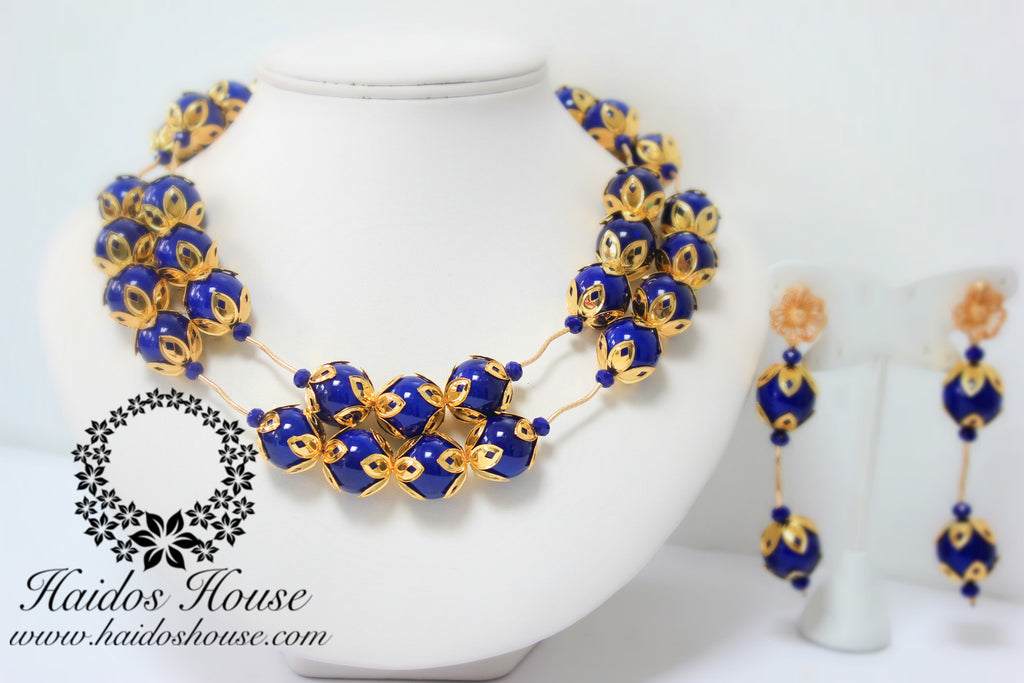 HBS 1248 - Haidos Royal Blue & Gold Bespoke Beads Set