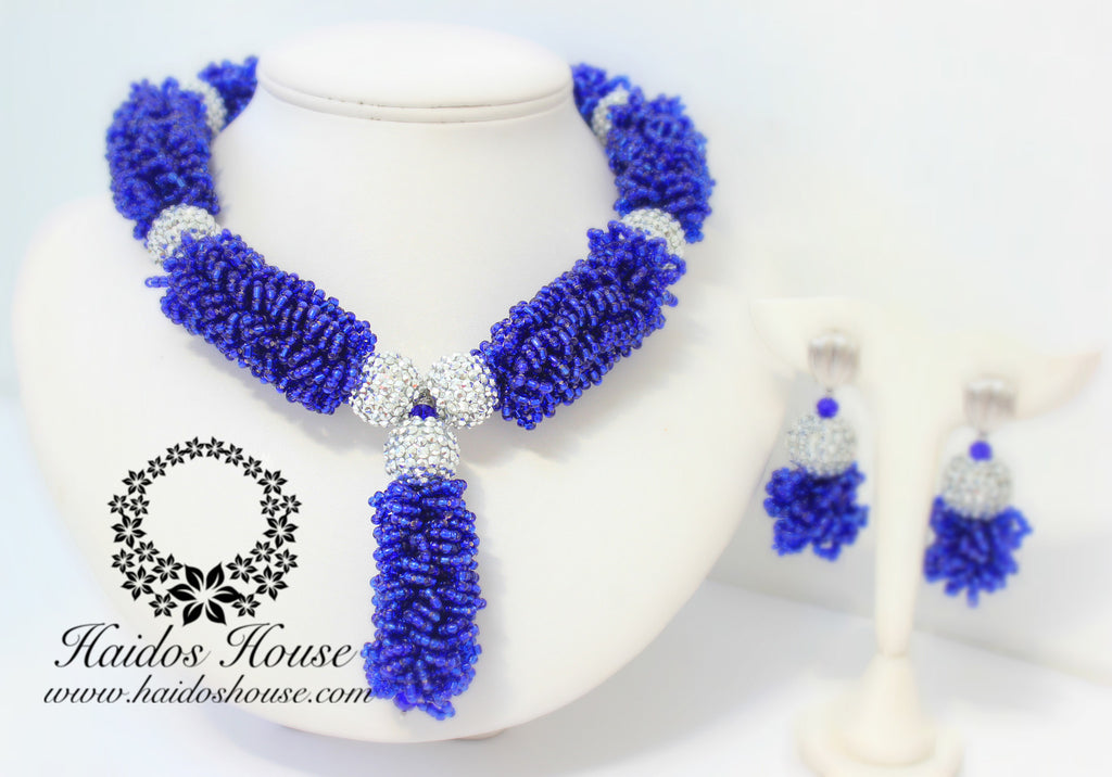 HBS 1252 - Haidos Royal Blue & Silver "Daylor" Bespoke Beads Set