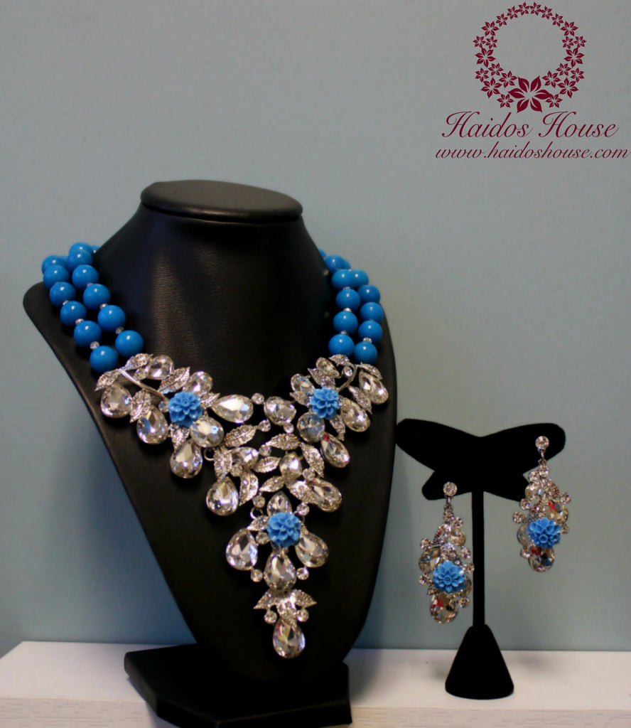 HBS 1205 - Haidos Turquoise & Silver Crystal Bespoke Beads Set