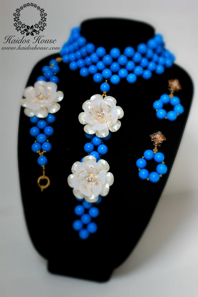 HBS 1280 - Turquoise & White Beads Set