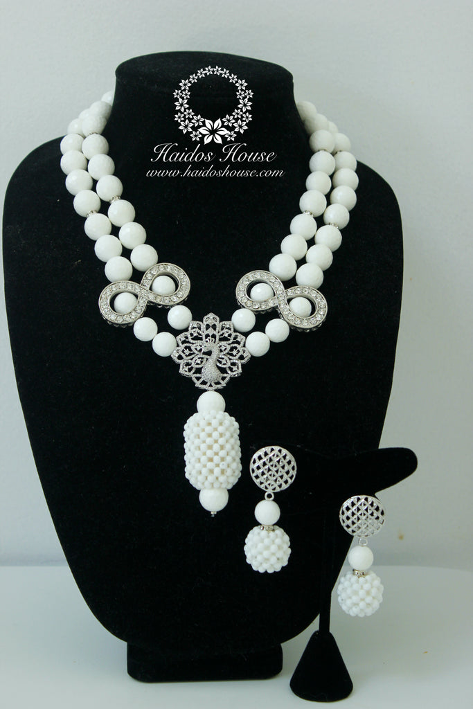 HBS 1185 - Haidos White & Silver Bespoke Beads Set