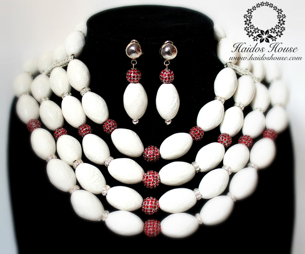 HBS 1279 - Large White Oval Beads Set