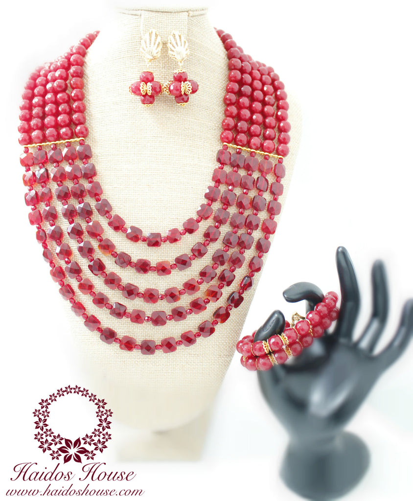 HBS 1223 - Haidos Wine & Gold Bespoke Beads Set