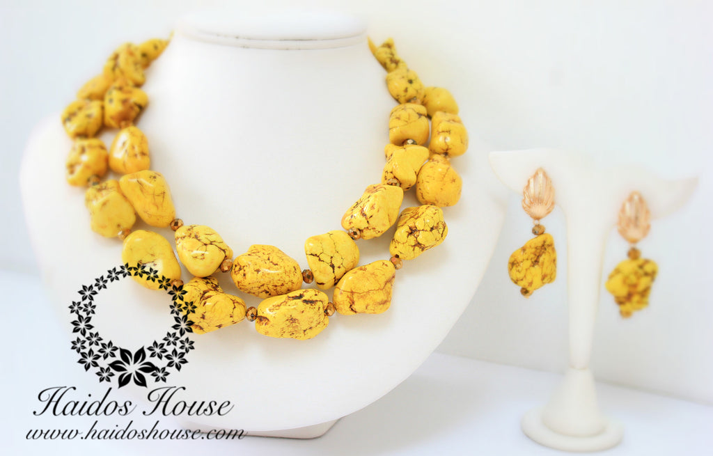 HBS 1249 - Haidos Yellow & Brown Nugget Bespoke Beads Set